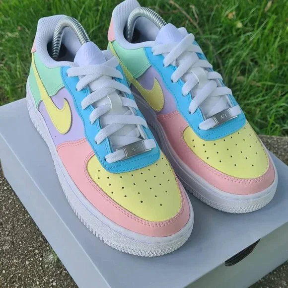 Nike Air Force Custom Pastel Easter Shoes Green Blue Purple